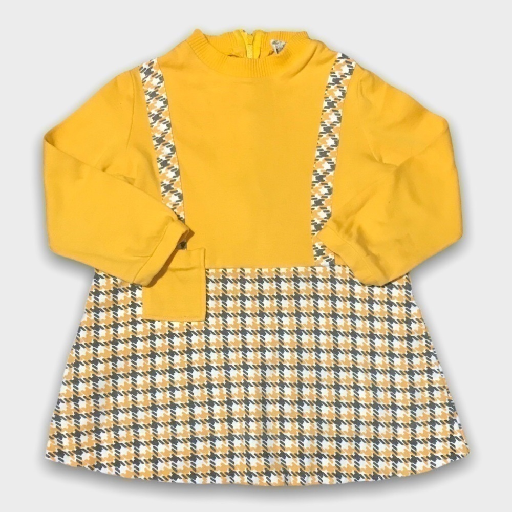 Mustard Yellow  Long Sleeve Cotton Dress